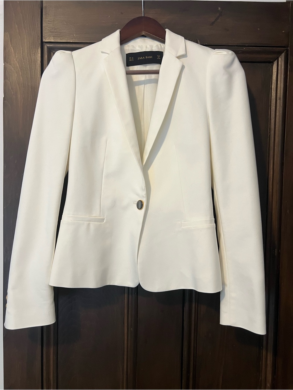 Zara Cream Single-Button Tailored Blazer